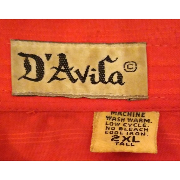 Vintage D'AVILA Red Short Sleeve Button Down Dress Shirt Size 2XL - Picture 8 of 10
